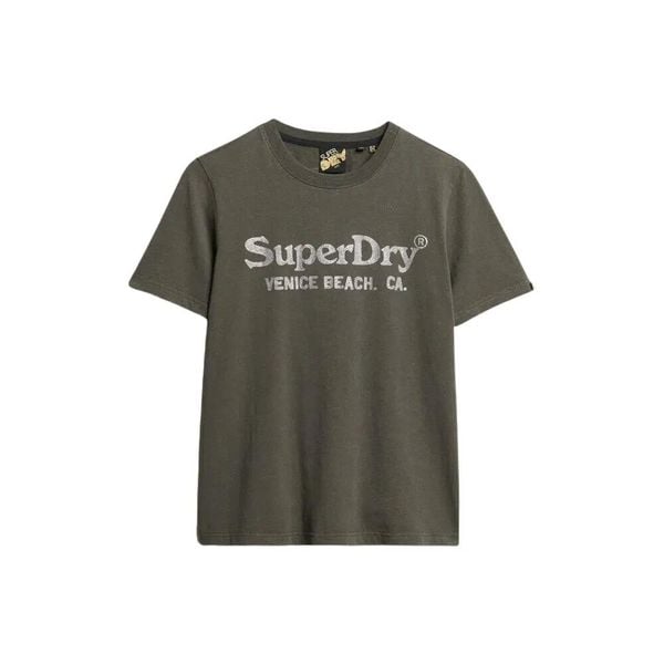 Metalikowa koszulka casual dla kobiet Superdry Venue. Brązowe t-shirty damskie Superdry., m, bez wzorów, bez kołnierzyka. Za 151.60 zł.