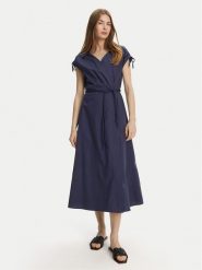 Marella Sukienka codzienna Riviera 2513221052 Granatowy Relaxed Fit. Niebieskie sukienki damskie Marella, na co dzień, bez wzorów, z bawełny, bez kołnierzyka, bez ramiączek, proste. Za 1,239.00 zł.