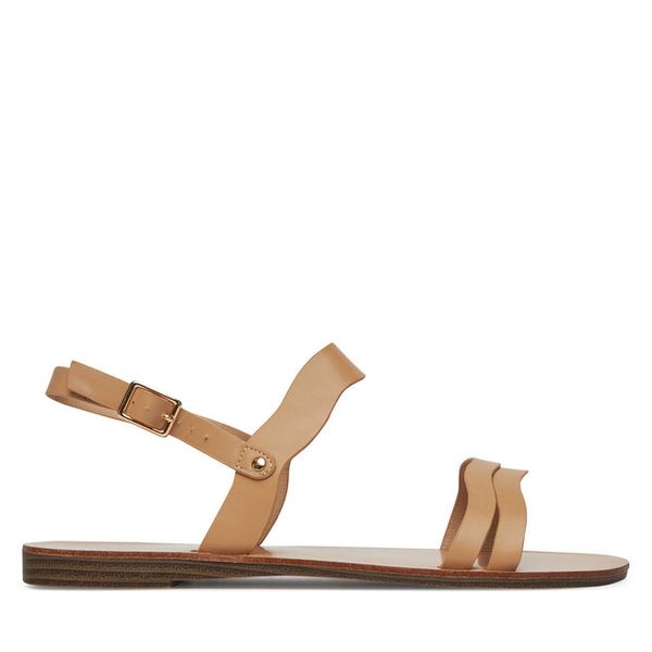 Sandały DeeZee. Brązowe sandały damskie DeeZee, bez wzorów, bez obcasa, na płaskiej podeszwie. Za 99.99 zł.