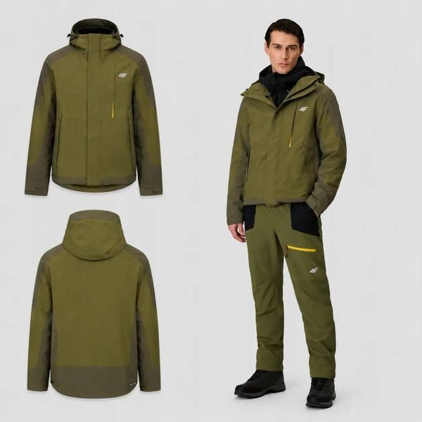 KURTKA MĘSKA TREKKINGOWA 4F PRZEJŚCIOWA MEMBRANA 10000 Z KAPTUREM ZIELONA. Zielone kurtki treningowe męskie 4f, l, bez wzorów, do biegania. Za 499.99 zł.