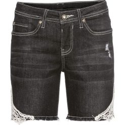 Szorty dżinsowe z koronką bonprix czarny denim. Czarne szorty damskie bonprix, bez wzorów, z denimu. Za 49.99 zł.