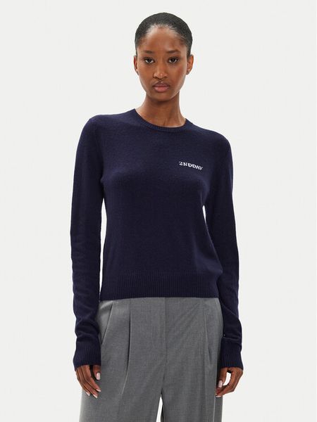 2NDDAY Sweter Lance TT 2244340408 Granatowy Regular Fit. Niebieskie swetry klasyczne damskie 2NDDAY, s, z wełny, bez kołnierzyka. Za 259.99 zł.
