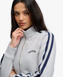 Superdry Athletic Essentials Logo Track Top Glacier Grey Marl. Szare topy sportowe damskie Superdry., bez wzorów, z bawełny, bez ramiączek. Za 243.00 zł.