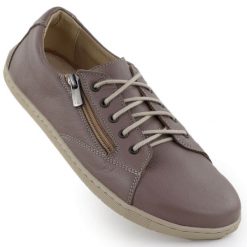 Skórzane półbuty damskie barefoot khaki Helios 436 zielone. Zielone półbuty damskie bez wzorów, ze skóry, bez obcasa. Za 323.19 zł.