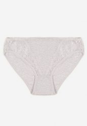 Jasnoszare Majtki Figi z Bawełny z Ozdobną Koronką Ersenlia. Szare figi damskie Renee, l, bez wzorów, z bawełny. Za 6.99 zł.