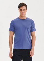 PAKO LORENTE – Bawełniany granatowy t-shirt. Niebieskie t-shirty męskie Pako Lorente, s, bez wzorów, z bawełny, bez kołnierzyka. Za 49.99 zł.