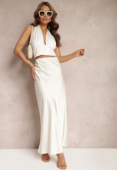 Jasnobeżowa Satynowa Spódnica Maxi High Waist Formia. Brązowe spódniczki damskie Renee, l, bez wzorów, z satyny, z podwyższonym stanem, maxi. Za 119.99 zł.
