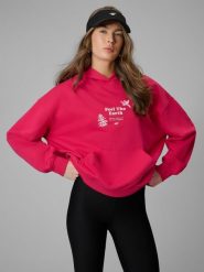 4F Bluza dresowa loose z kapturem damska - różowa M. Czerwone bluzy z kapturem damskie 4f, m, z bawełny. Za 189.99 zł.