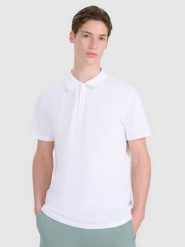 4F Koszulka polo regular męska - biała S. Białe koszulki polo męskie 4f, m, bez wzorów, z bawełny, bez ramiączek. Za 99.99 zł.
