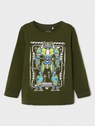 NAME IT Bluzka 13218856 Zielony Regular Fit. Zielone t-shirty chłopięce Name it, bez wzorów, z bawełny, bez ramiączek. Za 59.99 zł.