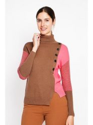 ASSUILI Sweter w kolorze jasnobrązowo-jasnoróżowym rozmiar: 38. Brązowe swetry klasyczne damskie Assuili, bez kołnierzyka. Za 138.87 zł.