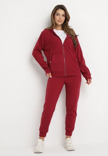 Bordowy 2-częściowy Komplet Dresowy z Bluzą i Spodniami Seraphelle. Czerwone bluzy z kapturem damskie Born2be, l, z dresówki. Za 89.99 zł.