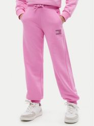 Tommy Hilfiger Spodnie dresowe KG0KG09531 Różowy Regular Fit. Czerwone spodnie dziewczęce Tommy Hilfiger, z bawełny. Za 329.99 zł.