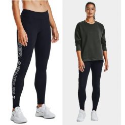 Legginsy treningowe damskie UNDER ARMOUR szybkoschnące termoaktywne. Czarne bielizna termoaktywna damska Under Armour, xl, bez wzorów. Za 99.99 zł.