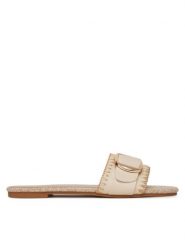 DeeZee Klapki 241W8X12 Beżowy. Brązowe klapki damskie DeeZee, bez wzorów, z materiału, bez obcasa. Za 59.99 zł.