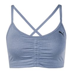 Stanik fitness cardio PUMA Low Impact Studio. Niebieskie biustonosze sportowe damskie Puma, bez wzorów, z elastanu. Za 159.99 zł.