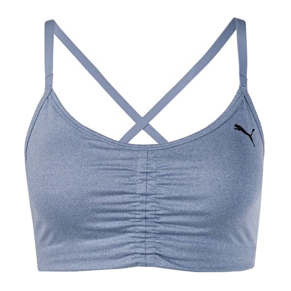 Stanik fitness cardio PUMA Low Impact Studio. Niebieskie biustonosze sportowe damskie Puma, bez wzorów, z elastanu. Za 159.99 zł.