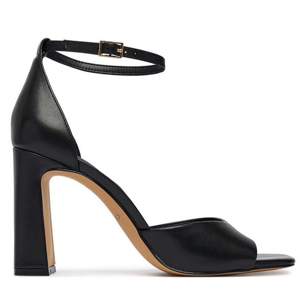 Sandały Aldo. Czarne sandały damskie Aldo, bez wzorów, bez obcasa, na słupku. Za 409.99 zł.