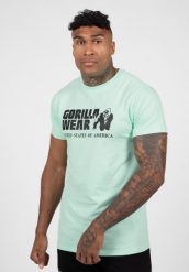 Koszulka sportowa męska Classic int. Zielone t-shirty sportowe męskie GORILLA WEAR, l, z bawełny, bez ramiączek, na fitness i siłownię. Za 178.00 zł.