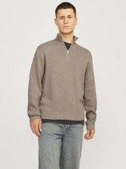 Jack & Jones sweter typu troyer Mężczyźni Bawełna brązowy, L. Brązowe swetry męskie Jack & Jones, l, bez wzorów, z bawełny, bez kołnierzyka. Za 299.95 zł.