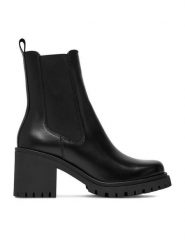 Badura Botki GATE-01 Czarny. Czarne botki damskie Badura, ze skóry, bez obcasa, na słupku, bez zapięcia. Za 349.99 zł.