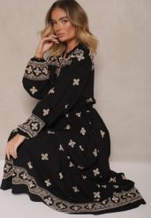 Czarna Sukienka z Bawełną Haftem i Sznurkiem w Pasie Zenlio. Czarne sukienki damskie Renee, na co dzień, m, z aplikacjami, z bawełny, eleganckie, bez kołnierzyka, bez ramiączek, maxi, dopasowane. W wyprzedaży za 139.99 zł.