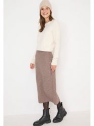 Cecil Spódnica dzianinowa w kolorze beżowym rozmiar: L. Brązowe spódniczki damskie Cecil, l, bez wzorów, z dzianiny, maxi, proste. Za 161.34 zł.