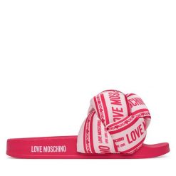 Klapki LOVE MOSCHINO. Czerwone klapki damskie Love Moschino, bez wzorów, bez obcasa. Za 499.99 zł.