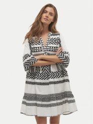 Vero Moda Sukienka letnia Dicthe 10225127 Biały Loose Fit. Białe sukienki damskie Vero Moda, na lato, xs, bez wzorów, z bawełny, bez kołnierzyka, bez ramiączek. Za 179.99 zł.