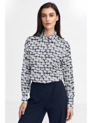 Nife Bluzka w kolorze niebiesko-białym rozmiar: 40. Niebieskie bluzki damskie Nife, bez wzorów, bez kołnierzyka, bez ramiączek. Za 152.98 zł.