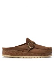 Birkenstock Klapki Buckley 1024028 Brązowy. Brązowe klapki damskie Birkenstock, bez wzorów, z tworzywa sztucznego, bez obcasa. Za 649.99 zł.