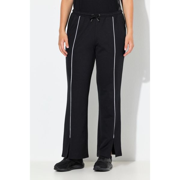 Damskie Spodnie dresowe lamówki proste nogawki elastyczny pas. Czarne spodnie dresowe damskie Ulla Popken, plus size, bez wzorów, z bawełny. W wyprzedaży za 159.99 zł.