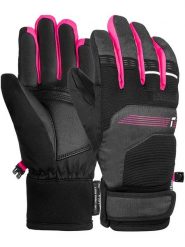 Reusch Rękawiczki narciarskie "Benji R-TEX® XT Junior" w kolorze czarno-różowym rozmiar: 5,5. Czarne rękawiczki dziecięce REUSCH, ze skóry, bez ramiączek. Za 114.44 zł.