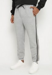 Szare Spodnie Dresowe Typu Jogger z Lampasami Wileldi. Szare spodnie dresowe męskie Born2be, bez wzorów, z dresówki. Za 49.99 zł.