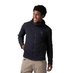 Kurtka narciarska Rossignol męska Opside Hoodie JKT czarna. Czarne kurtki męskie Rossignol, na zimę, m, bez wzorów, z elastanu, klasyczne, z kapturem. Za 919.99 zł.