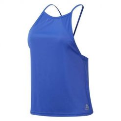 Koszulka treningowa damska Reebok DU4834. Niebieskie bluzki sportowe damskie Reebok, l, z materiału, bez kołnierzyka, bez ramiączek. Za 133.00 zł.