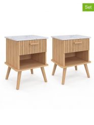 IDOMYA Essentials Stoliki nocne (2 szt.) w kolorze jasnobrązowo-białym - 40 x 50 x 34 cm rozmiar: onesize. Białe koszule nocne damskie IDOMYA Essentials, bez wzorów, z materiału. Za 339.99 zł.