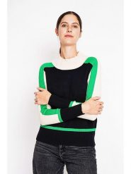 ASSUILI Sweter w kolorze czarno-biało-zielonym rozmiar: 38. Czarne golfy damskie Assuili, bez wzorów, bez ramiączek. Za 108.99 zł.