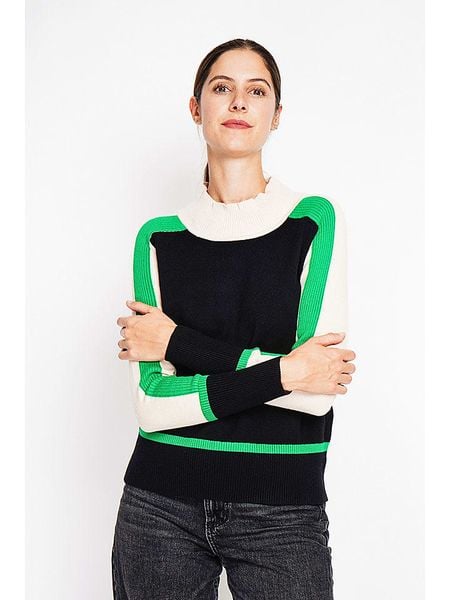 ASSUILI Sweter w kolorze czarno-biało-zielonym rozmiar: 38. Czarne golfy damskie Assuili, bez wzorów, bez ramiączek. Za 108.99 zł.