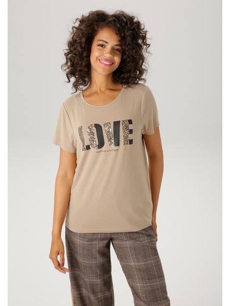 Aniston Koszulka w kolorze beżowym rozmiar: 40. Brązowe bluzki damskie Aniston, bez wzorów, bez kołnierzyka, bez ramiączek. Za 43.57 zł.