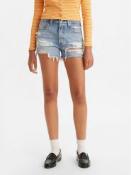 Levi's® Szorty jeansowe 501® 563270314 Niebieski Slim Fit. Niebieskie szorty damskie bez wzorów, z bawełny. Za 189.99 zł.