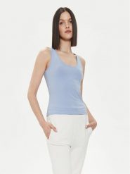 4F Top 4FWSS24TSLEF041 Błękitny Slim Fit. Niebieskie topy damskie 4f, l, bez wzorów, z bawełny, bez kołnierzyka. Za 29.99 zł.