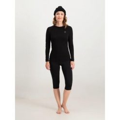 Bielizna termoaktywna narciarska damska Poederbaas koszulka + legginsy 3/4. Czarna bielizna termoaktywna damska POEDERBAAS, s, bez wzorów, z poliesteru. W wyprzedaży za 264.52 zł.