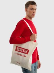 Torba bawełniana unisex Warszawa 102. Białe torebki klasyczne damskie Big Star, z aplikacjami, z bawełny, z nadrukiem, bez dodatków. Za 4.99 zł.