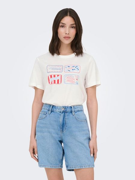 JDY Koszulka w kolorze białym rozmiar: XL. Białe bluzki damskie JDY, xl, bez wzorów, z bawełny, bez kołnierzyka, bez ramiączek. Za 51.95 zł.