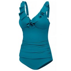 Damski kostium kąpielowy jednoczęściowy z falbanką Aqua Speed Lydia. Czarne stroje jednoczęściowe damskie Aqua-Speed, m, bez wzorów. Za 189.99 zł.