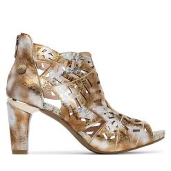 Sandały Laura Vita. Żółte sandały damskie Laura Vita, bez wzorów, bez obcasa, na słupku. Za 529.99 zł.