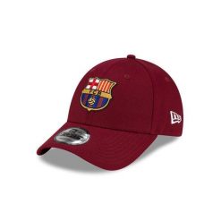 Czapka baseballowa 9Forty FC Barcelona Core. Czerwone czapki z daszkiem damskie New Era, bez wzorów, z bawełny. Za 160.50 zł.