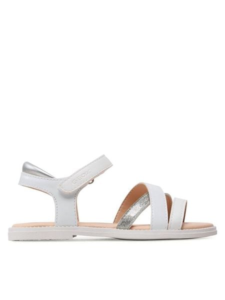 Geox Sandały J Sandal Karly Girl J5235D00254C1000 S Biały. Białe sandały dziewczęce Geox, ze skóry, bez zapięcia. Za 229.99 zł.