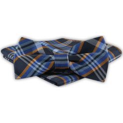 Mucha Męska z Poszetką - Alties - Duża Kratka. Niebieskie krawaty i muchy męskie Alties, bez wzorów, eleganckie. Za 54.00 zł.